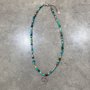 Peyote Bird turquoise and silver necklace